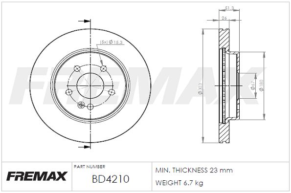 FREMAX Bremžu diski BD-4210