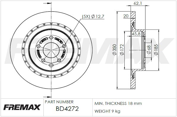 FREMAX Тормозной диск BD-4272