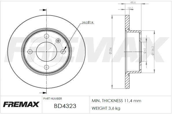 FREMAX Bremžu diski BD-4323