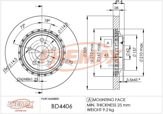 FREMAX Тормозной диск BD-4406