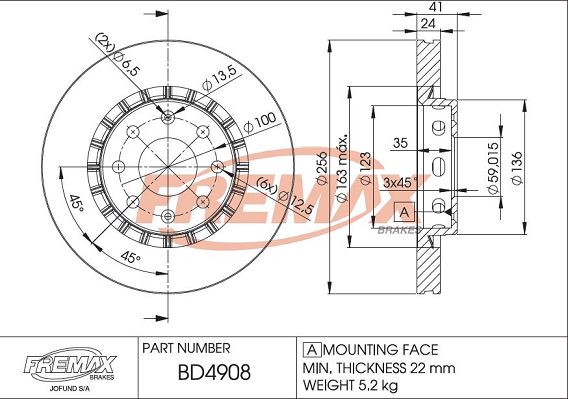FREMAX Тормозной диск BD-4908