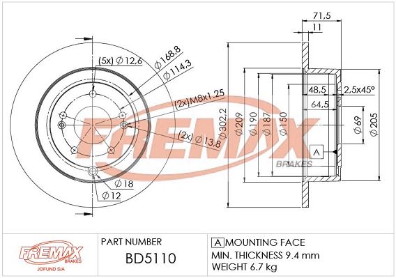 FREMAX Bremžu diski BD-5110