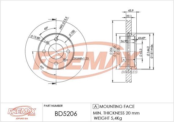 FREMAX Тормозной диск BD-5206