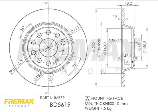 FREMAX Тормозной диск BD-5619