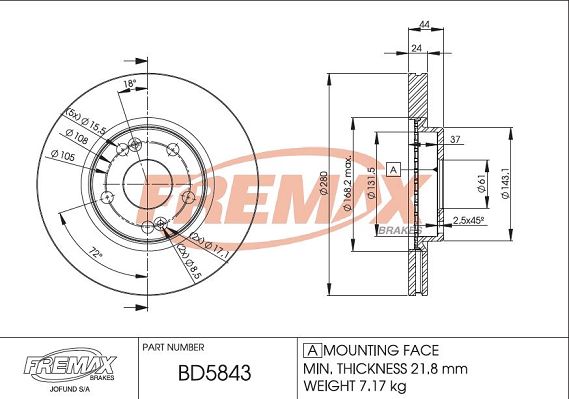 FREMAX Bremžu diski BD-5843