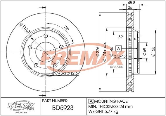 FREMAX Bremžu diski BD-5923