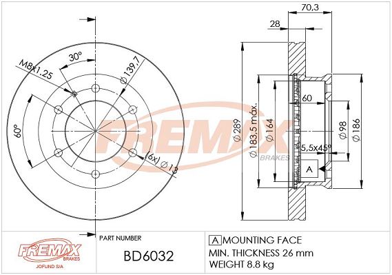 FREMAX Bremžu diski BD-6032