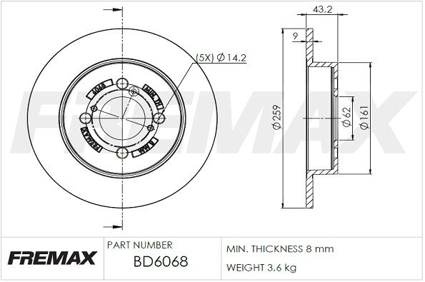 FREMAX Bremžu diski BD-6068