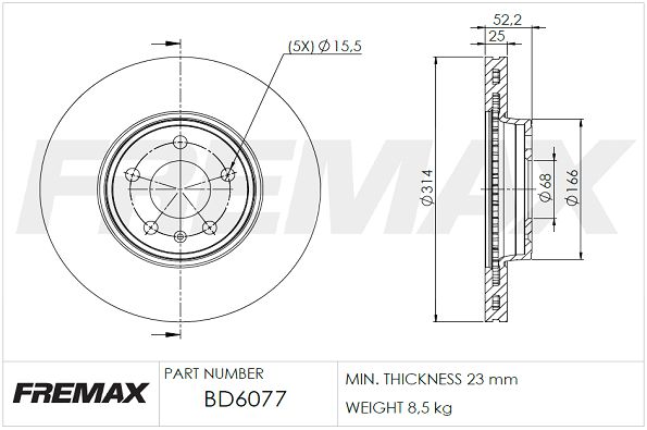 FREMAX Тормозной диск BD-6077