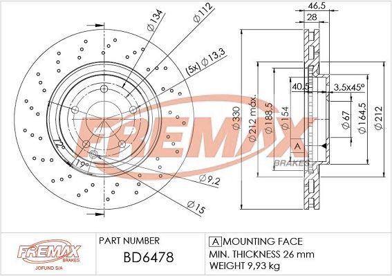 FREMAX Тормозной диск BD-6478