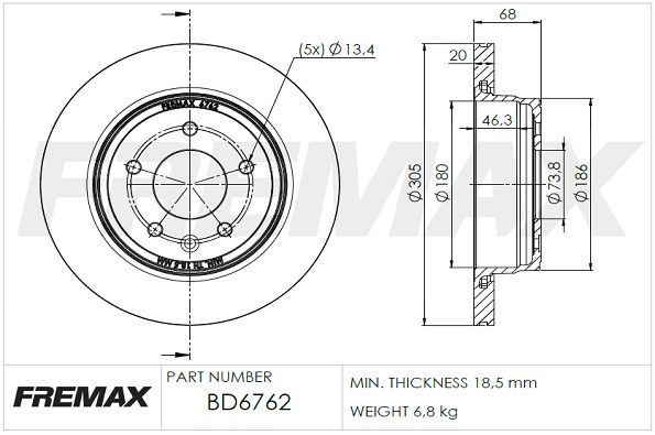 FREMAX Bremžu diski BD-6762