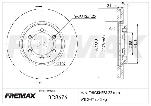 FREMAX Тормозной диск BD-8676
