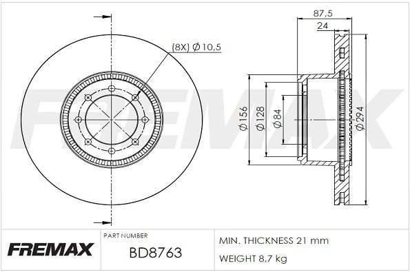 FREMAX Тормозной диск BD-8763