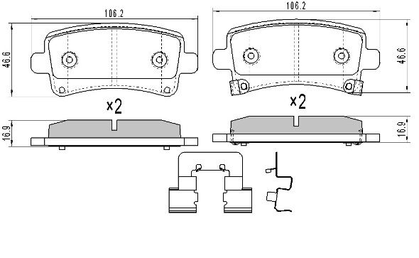 FREMAX Комплект тормозных колодок, дисковый тормоз FBP-1662