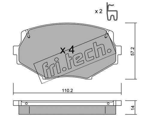 FRI.TECH. Bremžu uzliku kompl., Disku bremzes 488.0