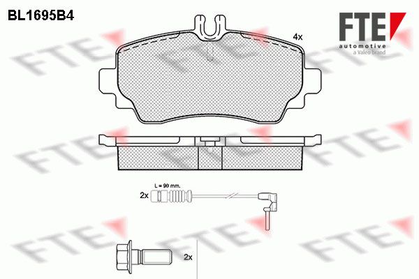 FTE Bremžu uzliku kompl., Disku bremzes 9010306