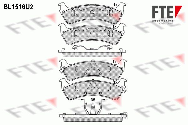 FTE Комплект тормозных колодок, дисковый тормоз BL1516U2