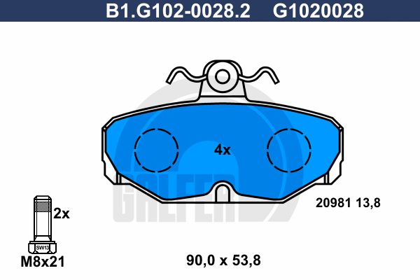 GALFER Комплект тормозных колодок, дисковый тормоз B1.G102-0028.2