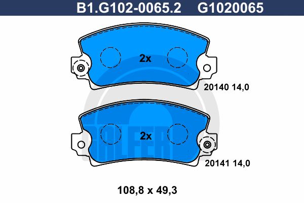 GALFER Комплект тормозных колодок, дисковый тормоз B1.G102-0065.2