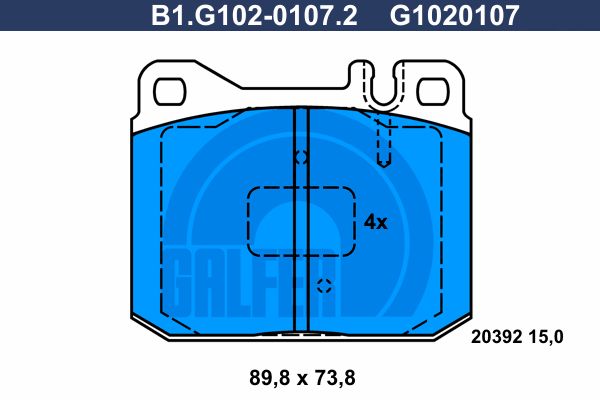 GALFER Bremžu uzliku kompl., Disku bremzes B1.G102-0107.2