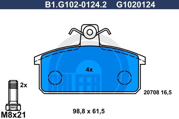 GALFER Bremžu uzliku kompl., Disku bremzes B1.G102-0124.2