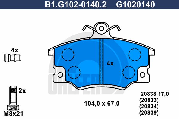 GALFER Комплект тормозных колодок, дисковый тормоз B1.G102-0140.2