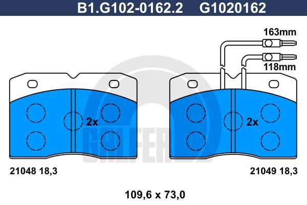 GALFER Bremžu uzliku kompl., Disku bremzes B1.G102-0162.2