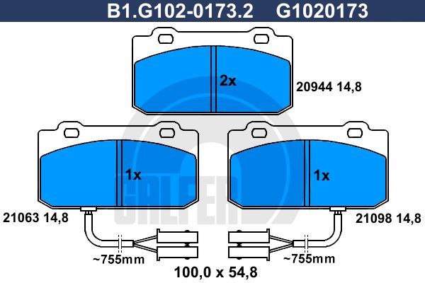 GALFER Комплект тормозных колодок, дисковый тормоз B1.G102-0173.2