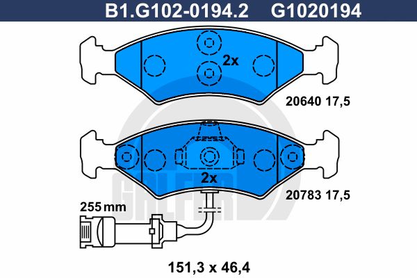 GALFER Комплект тормозных колодок, дисковый тормоз B1.G102-0194.2