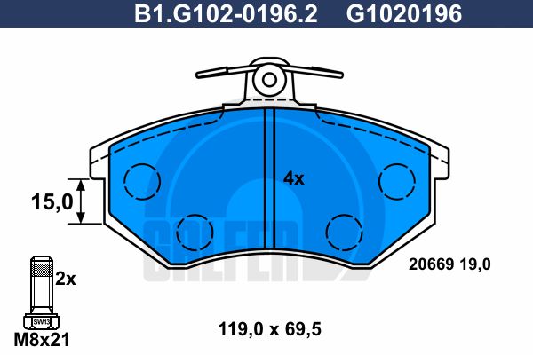 GALFER Bremžu uzliku kompl., Disku bremzes B1.G102-0196.2