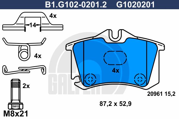 GALFER Комплект тормозных колодок, дисковый тормоз B1.G102-0201.2