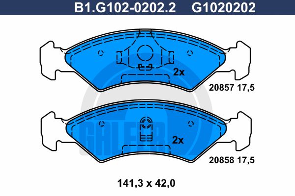 GALFER Bremžu uzliku kompl., Disku bremzes B1.G102-0202.2