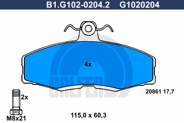 GALFER Bremžu uzliku kompl., Disku bremzes B1.G102-0204.2