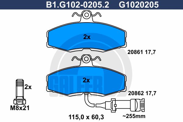 GALFER Комплект тормозных колодок, дисковый тормоз B1.G102-0205.2