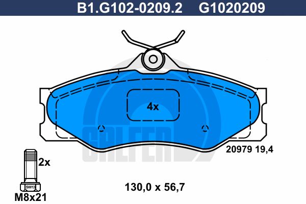 GALFER Комплект тормозных колодок, дисковый тормоз B1.G102-0209.2