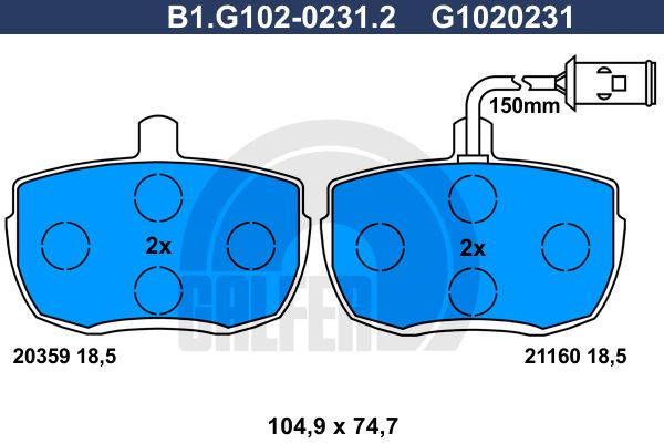 GALFER Комплект тормозных колодок, дисковый тормоз B1.G102-0231.2