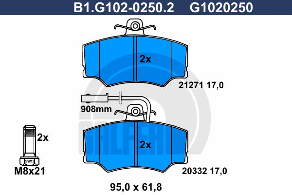 GALFER Комплект тормозных колодок, дисковый тормоз B1.G102-0250.2