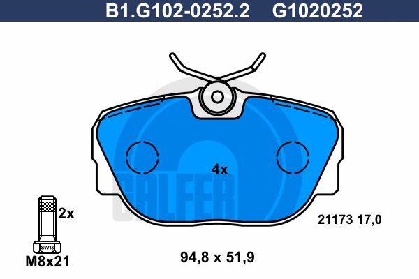 GALFER Комплект тормозных колодок, дисковый тормоз B1.G102-0252.2