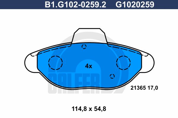 GALFER Комплект тормозных колодок, дисковый тормоз B1.G102-0259.2