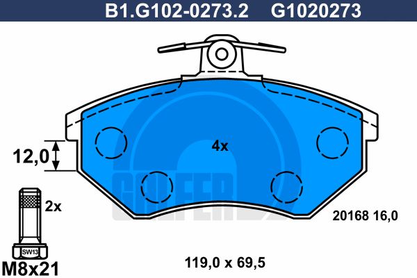 GALFER Комплект тормозных колодок, дисковый тормоз B1.G102-0273.2