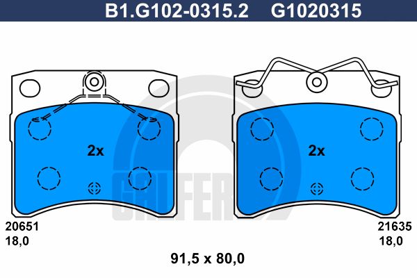 GALFER Комплект тормозных колодок, дисковый тормоз B1.G102-0315.2