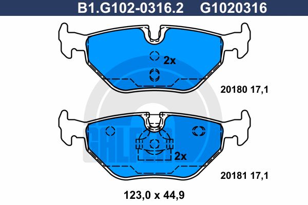 GALFER Комплект тормозных колодок, дисковый тормоз B1.G102-0316.2