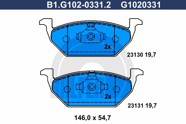 GALFER Комплект тормозных колодок, дисковый тормоз B1.G102-0331.2
