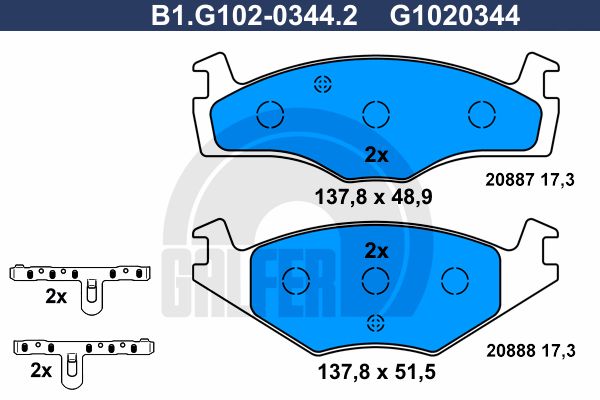 GALFER Комплект тормозных колодок, дисковый тормоз B1.G102-0344.2