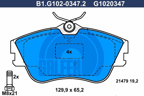 GALFER Комплект тормозных колодок, дисковый тормоз B1.G102-0347.2