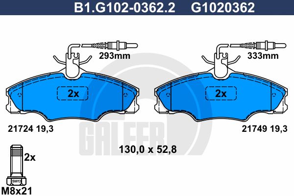 GALFER Комплект тормозных колодок, дисковый тормоз B1.G102-0362.2