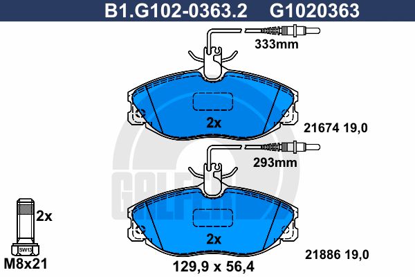 GALFER Комплект тормозных колодок, дисковый тормоз B1.G102-0363.2