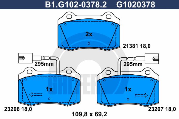 GALFER Комплект тормозных колодок, дисковый тормоз B1.G102-0378.2