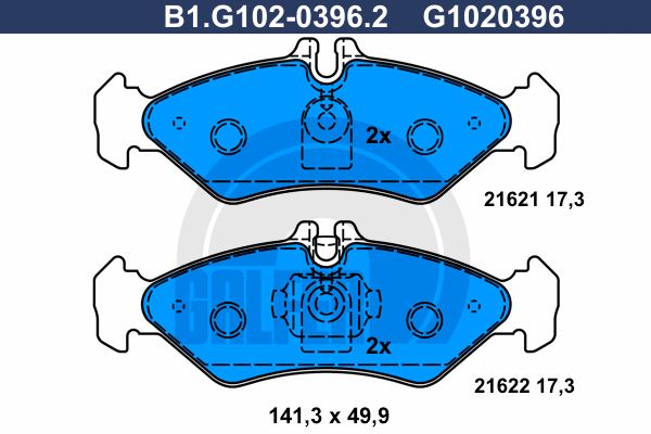 GALFER Bremžu uzliku kompl., Disku bremzes B1.G102-0396.2