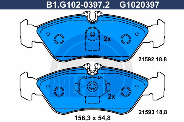 GALFER Комплект тормозных колодок, дисковый тормоз B1.G102-0397.2